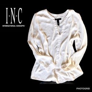 I•N•C sheer ivory tunic with crystals; medium